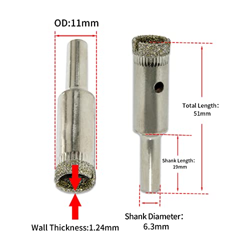 Flyshop 7/16" 11Mm Diamond Coated Hole Saw Drill Bit For Ceramic Tile Glass Marble 10 Pcs #TOP1
