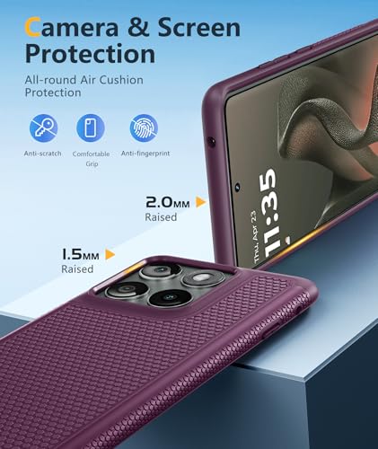 Image of FNTCASE for Motorola Edge 2025 Case: Dual Layer Protective Lightweight Duty Cell Phone Cover Shockproof Rugged with Non Slip Textured Back - Military Protection Bumper Tough - 6.7inch (Burgundy)