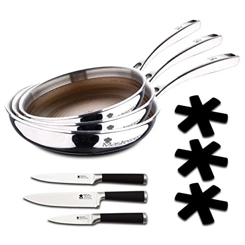 MasterPRO Giro 3 | Juego de Sartenes Antiadherentes de 20, 24 y 28 cm | Con Triple Capa de...