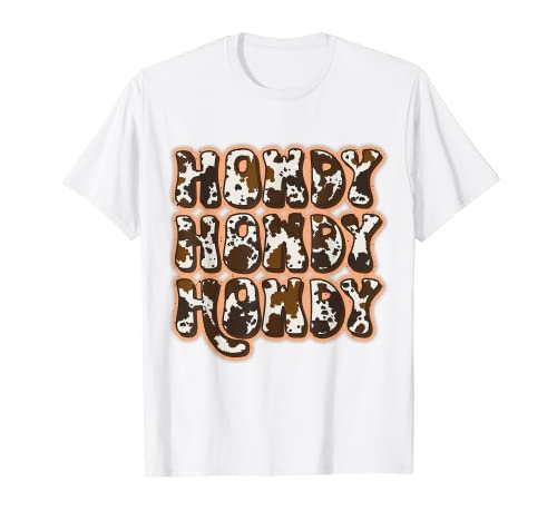 Vintage Leopard Howdy Rodeo Western Country Meridionale Cowgirl Maglietta