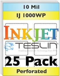 Perforated Inkjet Teslin® Synthetic Paper - 10 Sheets