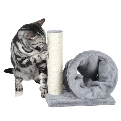 FluffyDream Small Cat Scratching Post with Cat Play Tunnel for Kittens, 11.8