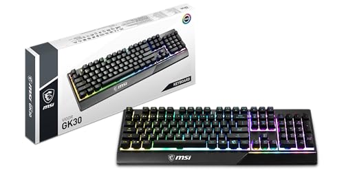 MSI Vigor GK30 RGB Gaming Keyboard, 6-Zone RGB Lighting, Water Repellent & Splash-Proof, Mechanical-Like Plunger Switches - image 1