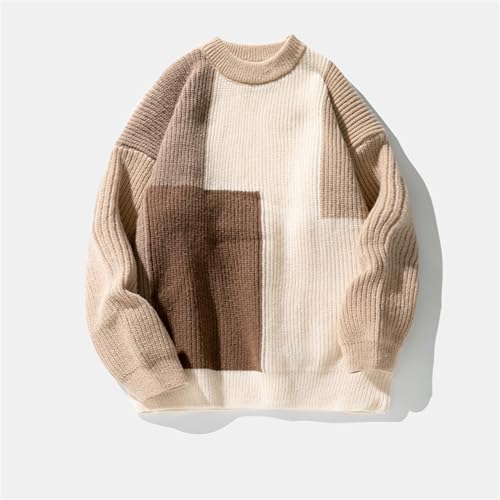 Autumn Winter Sweaters for Men Color Block Patchwork Knitted Casual Pullovers Street Slim Clothing3