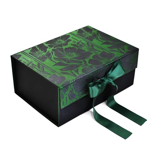 Image of RBS-Gift Box for Packaging 23x16 x10cm Decorative Empty Satin Finish Gift Packing Box with Ribbon (1 Pack) Holds Upto 5 kg Ideal for Gift Hampers Box for Return Gift All Occasion(Deep Emerald Forest)