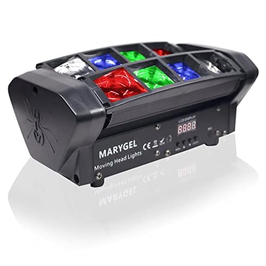 Moving Head Lights,MARYGEL 8 x 3W RGBW LED Stage Light Moving Beams Rotating, DMX-512 Portable DJ Lights with 4 Color LED Lighting for Parties, Live, Club Bar, Club Wedding Ceremony