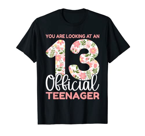 13 cumpleaños niñas 13 años de cumpleaños floral adolescente Camiseta