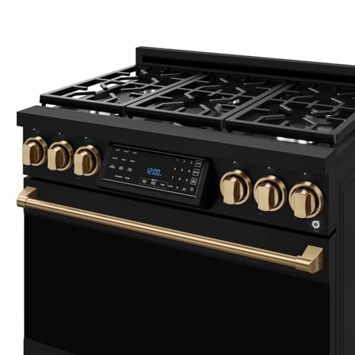 Image of Gordon Ramsay by THOR Kitchen 36 Inch Professional Liquid Propane Range with Tilt Panel Touch Control in Black /Bronze