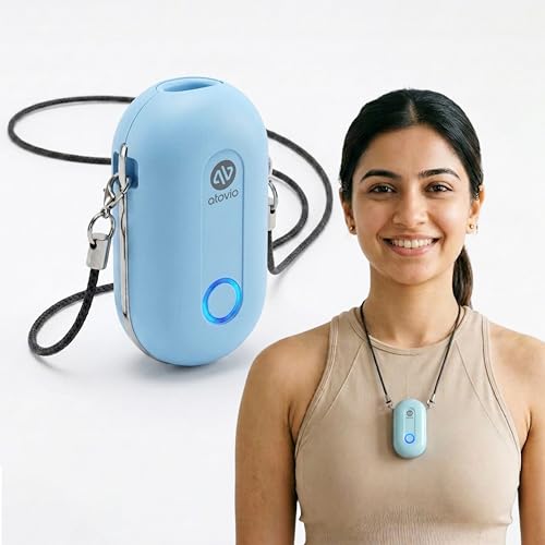 Image of Atovio Wearable & Portable Filterless Air Purifier | TESTED AT IIT KANPUR, MADE IN INDIA | 99.9% Pollutant Removal | Fights Against Dust & Smoke Allergy | 55Hr Battery (Sky Blue)