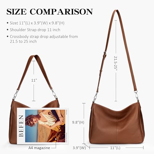 Image of befen Soft Genuine Leather Hobo Bags Purse for Women Crossbody Shoulder Bag