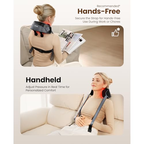 Image of BOB AND BRAD iNeck Pro Cordless 4D Shiatsu Neck Massager with Heat for Pain Relief, FSA Eligible HSA Deep Tissue Kneading for Neck, Shoulder & Back, 190 Min Long Battery Life, for Office, Travel Gifts