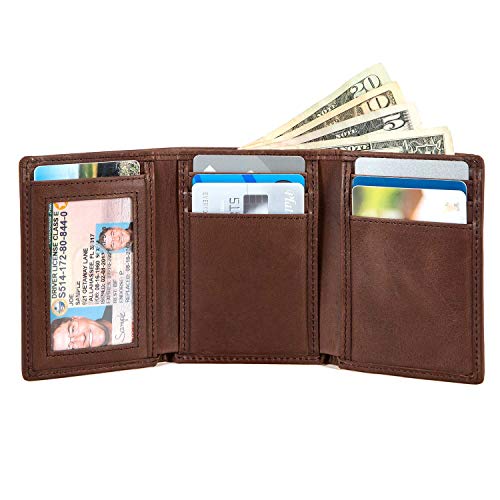 ID Stronghold RFID Blocking Trifold Wallet for Men - Rugged Genuine Leather2