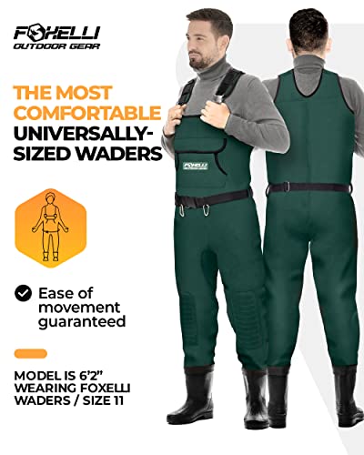 Image of Foxelli Chest Waders, Waterproof 4mm Neoprene Hunting & Fishing Waders for Men & Women with Boots