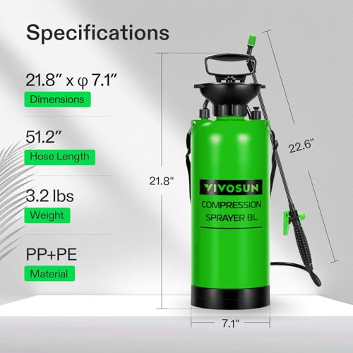 Image of VIVOSUN Pump Sprayer 2 Gallon, Pressurized Lawn & Garden Water Spray Bottle with Adjustable Shoulder Strap, Pressure Relief Valve, for Spraying Plants, Garden Watering and Cleaning