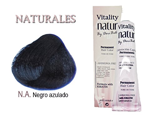 Tinte Vitality Natur Sin Amoniaco + Keratina 60ml. Tono Negro Azulado