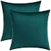 Mixhug Set of 2 Cozy Velvet Square Decorative Throw Pillow Covers for Couch and Bed, Teal, 18 x 18 Inches