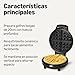 Imagen de Amazon Basics Máquina para Hacer Gofres con Placa Redonda Antiadherente de Cerámica de 20cm