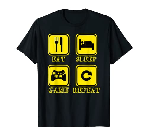Divertente maglietta regalo per videogiochi "Eat Sleep Game Repeat" Maglietta