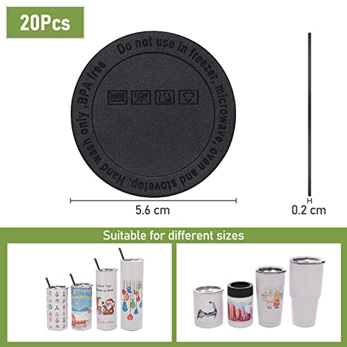 20Pcs Rubber Bottoms For Sublimation Tumblers,Protective Anti-Slip Silicone Bottoms With Adhesive For Skinny Tumblers, Thermal Bottle,Mason Jars (56Mm , Black) #TOP1
