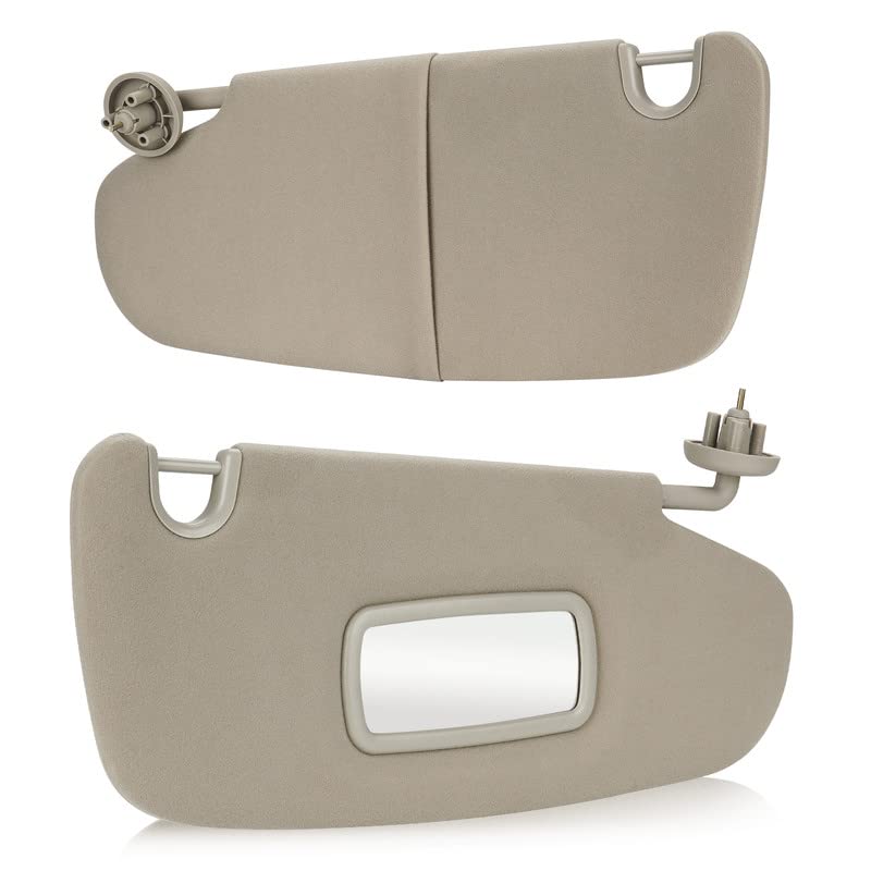 Beige Driver Left + Passenger Right Side Sun Visor Replacement Compatible with 2002-2009 Dodge Ram 1500 2500 3500 Replace 1CT18TL2AA