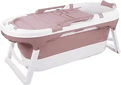 Banheira Ofurô Dobrável Retrátil Grande para Adulto com Cover 180L Multmaxx (Rosa)