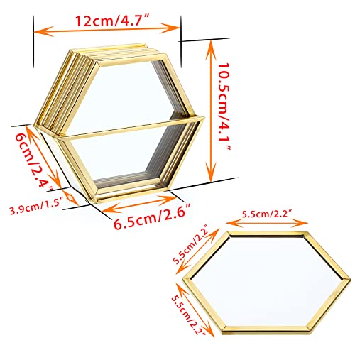 SUMTree Gold Glass Drink Coasters with Holder, 7Pcs Cup Pad Mats, Coasters for Coffee Beer Tea Wine Washable Cup Mats - Image 2