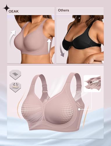 Image of OEAK Womens Wireless Jelly Bras Plus Size Support Push Up Comfortable Bra | no underwire,full coverage,for large breast,minimizer bra,seamless,tshirt bras,everyday bra