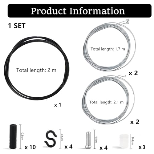 Bowdenzug Fahrrad Kit für Shimano SRAM MTB Faltrad Rennrad 2m Schaltzughülle-Bremszughülle+ 4 Schaltzüge+Endkappen Zubehör Komplettes Schaltzug Bremszug Reparatur Set für Vorne Hinten Scheibenbremse