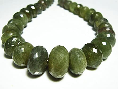 Saphir vert véritable pour créer un collier en pierres précieuses, rondelles facettées de 7 à 13mm