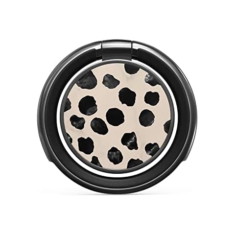 BURGA Stylish Metal Cell Phone Ring Stand Holder, Finger Grip Kickstand 360 Degree Rotation, Black Polka Dots Nude Almond Latte Universal Compatible with iPhone iPad Samsung Galaxy Huawei Google Pixel Cover
