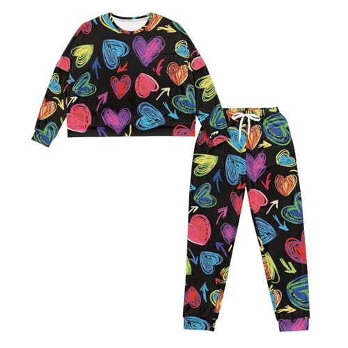 Image of Womens Lounge Set Long Sleeve Soft Pajama Sets Casual 2 Piece Pj Outfit Crewneck Sleepwear with Pockets Plus Size