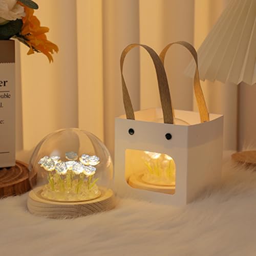Image of Pretty Rose Lamps Flower Night Light Cute Bedroom Decor Gifts for Women - Battery Powered (not Included)