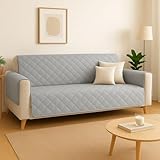 Protector de Sofá Reversible e Impermeable en Funda Antimanchas y Antideslizante – Resistente a Mascotas y Arañazos – Fácil de Poner y Lavar (GRIS CLARO/GRIS, 3 PLAZAS)