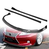 HK5 9pcs Combo Front Bumper Body Kit Lip + Side Skirt Extensions Diffuser Compatible with 2013-2015 Lexus ES350 / ES300h Model Only 2014 (Painted Carbon)