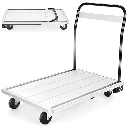 Carrito de plataforma plegable resistente con ruedas giratorias antideslizantes para un fácil transporte y movimiento de artículos pesados