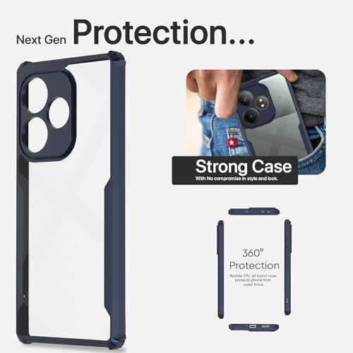 Image of Pikkme Realme GT 6T 5G Back Cover | Crystal Clear Transparent Back | Ultra Hyrbid | Full Camera Protection | Raised Edge | Bumper Back Case (Blue)