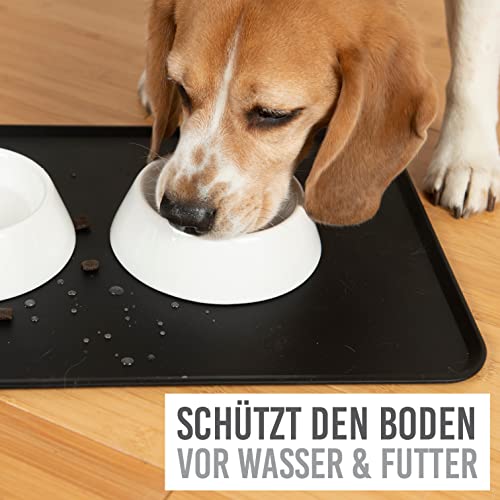 KaraLuna© Basic Silikon Unterlage 60x40 cm, schwarz I rutschfest Napfunterlage für Hundenapf Katzennapf I Futtermatte Hunde Katzen Matte