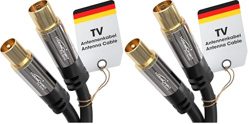 Câble Antenne TV 4K Coaxial 2m - Cordon TV numérique analogique DVB-T DVB-C noir KabelDirekt