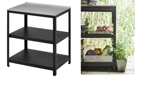 Image of Stainless Steel (Kitchen Shelf Table Unit, Black /Stainless Steel Outdoor, 86x61 cm (33 7 /8 x 24))