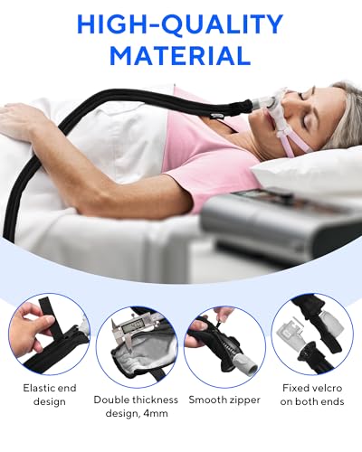 Image of 6.5ft CPAP Hose Cover for Heated Tubing, Double-Sided Thickened Cpap Tube Cover Compatible with Resmed Airsense Climatelineair 10&11 Tubes (Black)