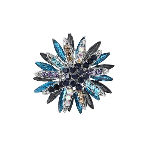 Image of Rhinestone Brooch Pin for Women Elegant Crystal Flower Bouquet Brooches Lapel Pin Wedding Party Dress Accessories for Wife Mom Birthday Gifts