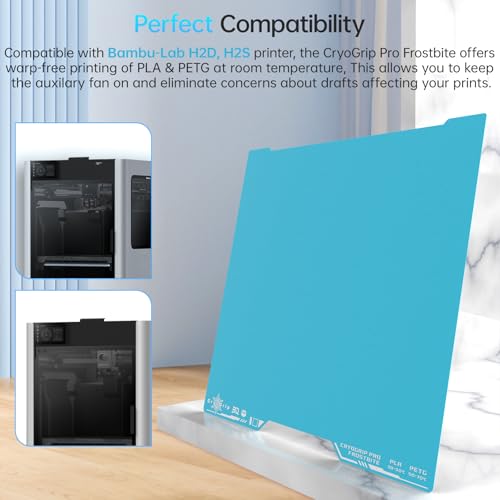 Image of BIQU CryoGrip Pro Frostbite for Bambu-Lab H2D /H2S 3D Printer 355x346mm Cold Build Plate Room Temperature Print Double Sided Upgrade Spring Steel Sheet Removable Surface Platform