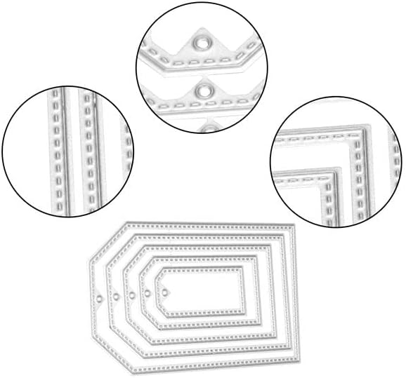 Pyatofyy 5 Pcs Geometry Cutting Dies Rectangular Tag Shaped DIY Scrapbooking Embossing Stencil for Card Making Decor