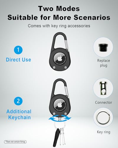 SCALLOP Air-Tag-Schlüsselanhänger mit Karabiner, dicker, harter PC-Luftmark-Halter, IPX8 wasserdicht, sicheres Schloss, Universal-Rad-Schlüsselanhänger – Bild 4