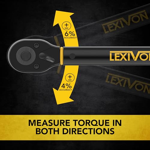 Image of LEXIVON Torque Wrench, 3 /8-Inch Drive, Dual Scale 20-120 FT-LB (27.1-162.7 N.m), Premium Rubber-Grip Handle, Deluxe Hybrid Case (LX-TW38)
