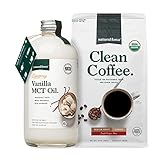 Natural Force Organic Ground Clean Coffee + Creamy Vanilla MCT Oil Bundle – Flavored MCT Creamer & Mold & Mycotoxin Free Coffee – Non-GMO, Keto, Paleo, and Vegan - 10 Oz Bag and 16 Oz Glass Bottle