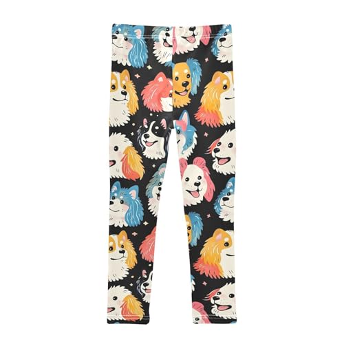 Colorful Dog Head Stars Girls Leggings Soft Stretch Workout Yoga Dance Pants for Kids Casual Tights2