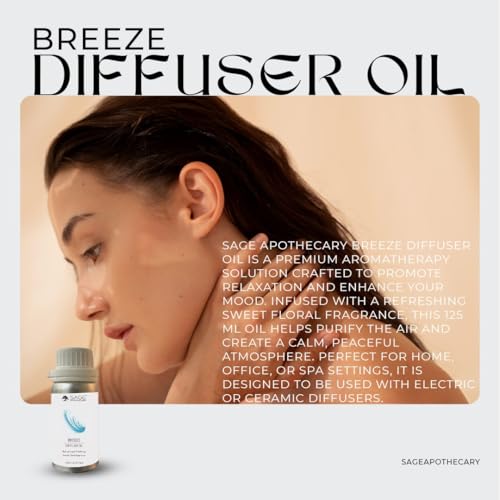 Image of Sage Apothecary Diffuser Oil for Relaxation, Calm Mood, 125 ml (125 ml, Breeze)