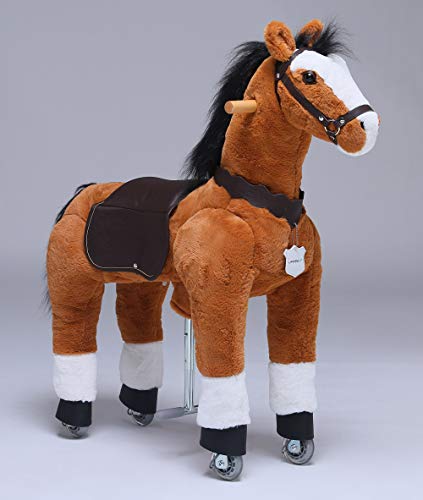 UFREE Horse Action Pony, Ritt auf Spielzeug, mechanisch bewegendes Pferd, Kinderwagen für Kinder von 4 bis 9 Jahren, mittelgroß, Höhe 93 cm (brauner Körper, Schwarze Mähne & Schwanz)