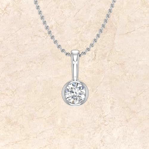 FINEROCK 1/5 to 1 Carat Diamond Solitaire Pendant Necklace in 14K Gold (Solid Bell) (Included Silver Chain)4